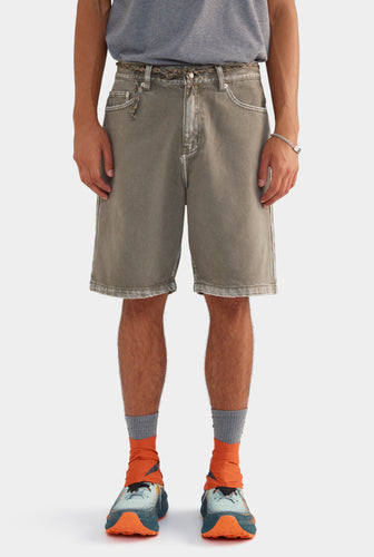 Pigment Dyed Denim Bermuda Shorts - Smokey Olive