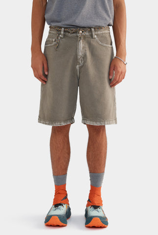 Pigment Dyed Denim Bermuda Shorts - Smokey Olive