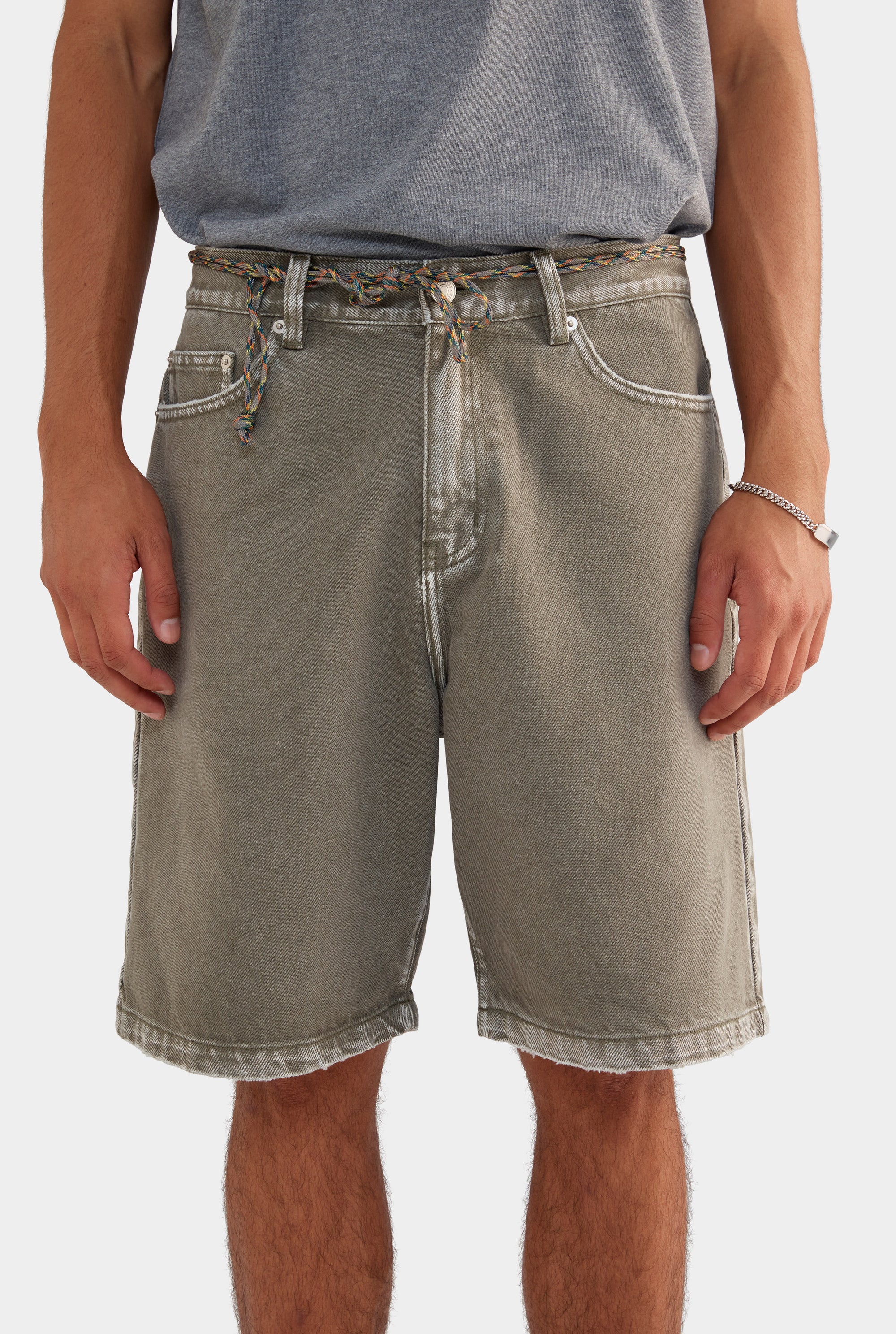 Pigment Dyed Denim Bermuda Shorts - Smokey Olive