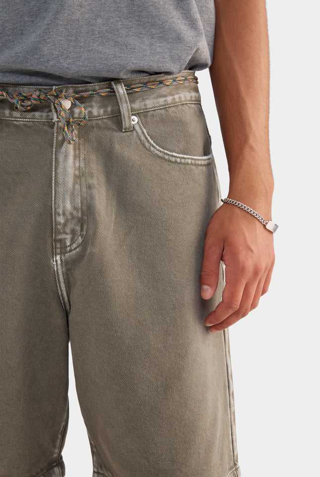 Pigment Dyed Denim Bermuda Shorts - Smokey Olive