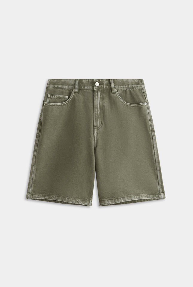 Pigment Dyed Denim Bermuda Shorts - Smokey Olive