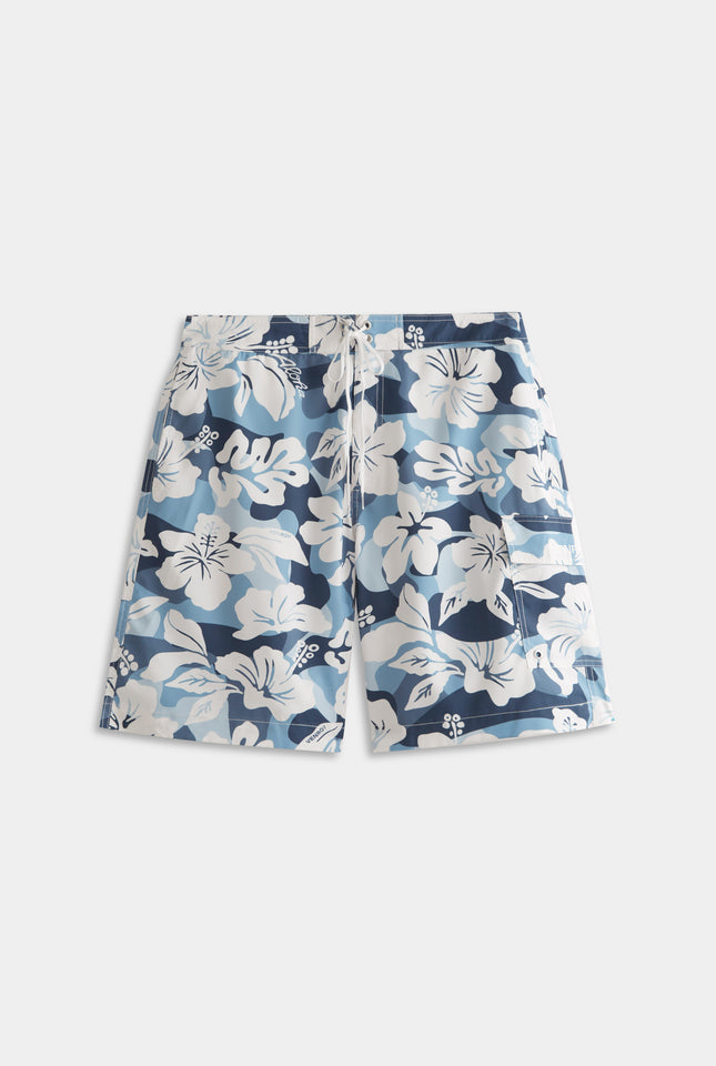 Printed Boardshort - Blue Hibiscus Camo