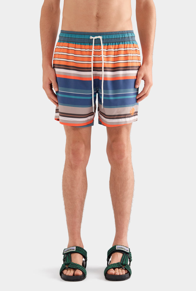 Printed Swim Short - Blue/Red BAM