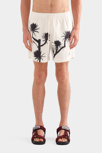 Printed Swim Short - Cream/Cactus Stamp