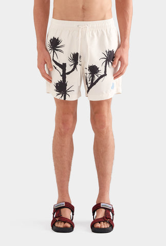 Printed Swim Short - Cream/Cactus Stamp