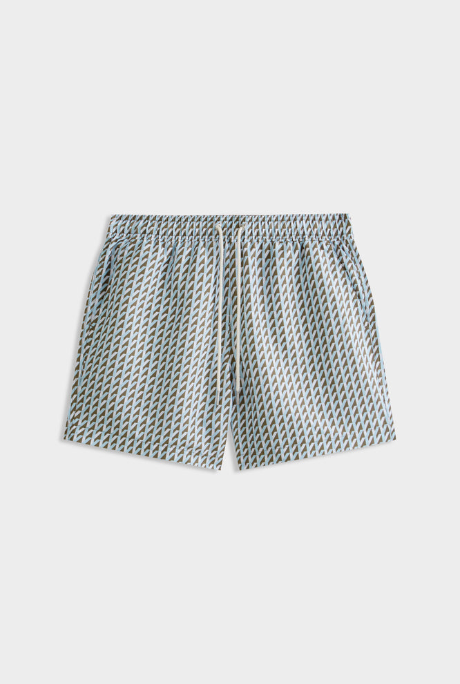 Printed Swim Short - Powder Blue/Chestnut V Monogram