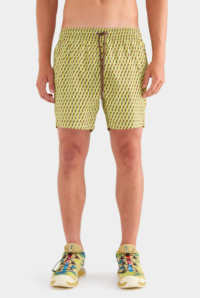 Printed Swim Short - Blue/Red BAM