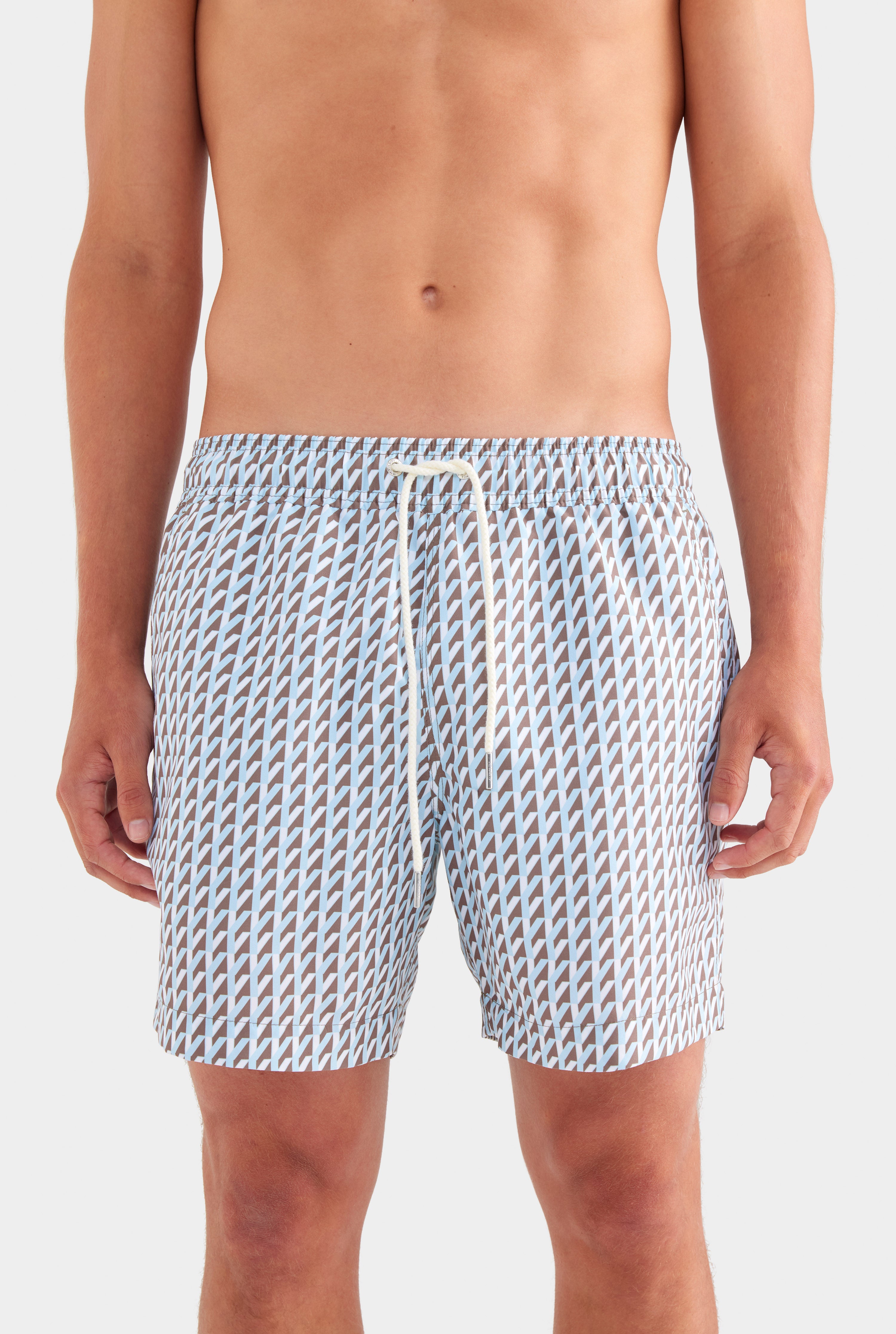 Printed Swim Short - Powder Blue/Chestnut V Monogram