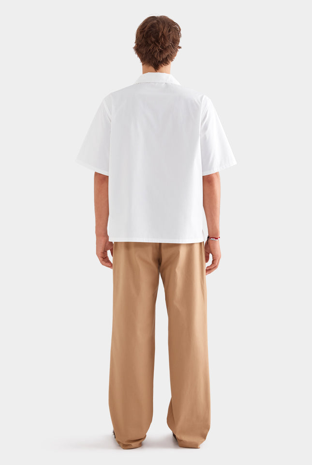 Relaxed Cotton Short Sleeve Shirt - White/Cactus Print
