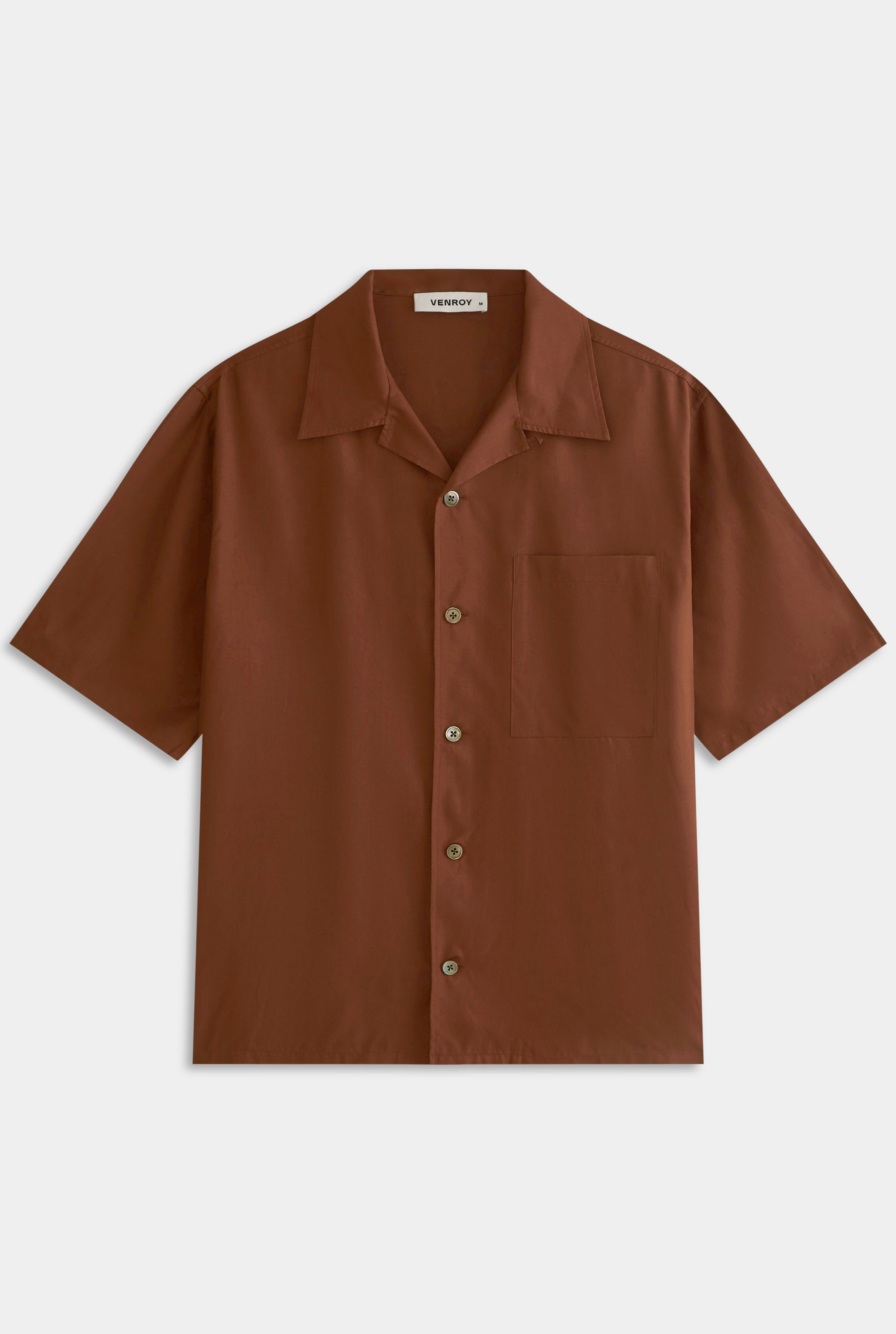 Relaxed Silk Short Sleeve Shirt - Chocolate