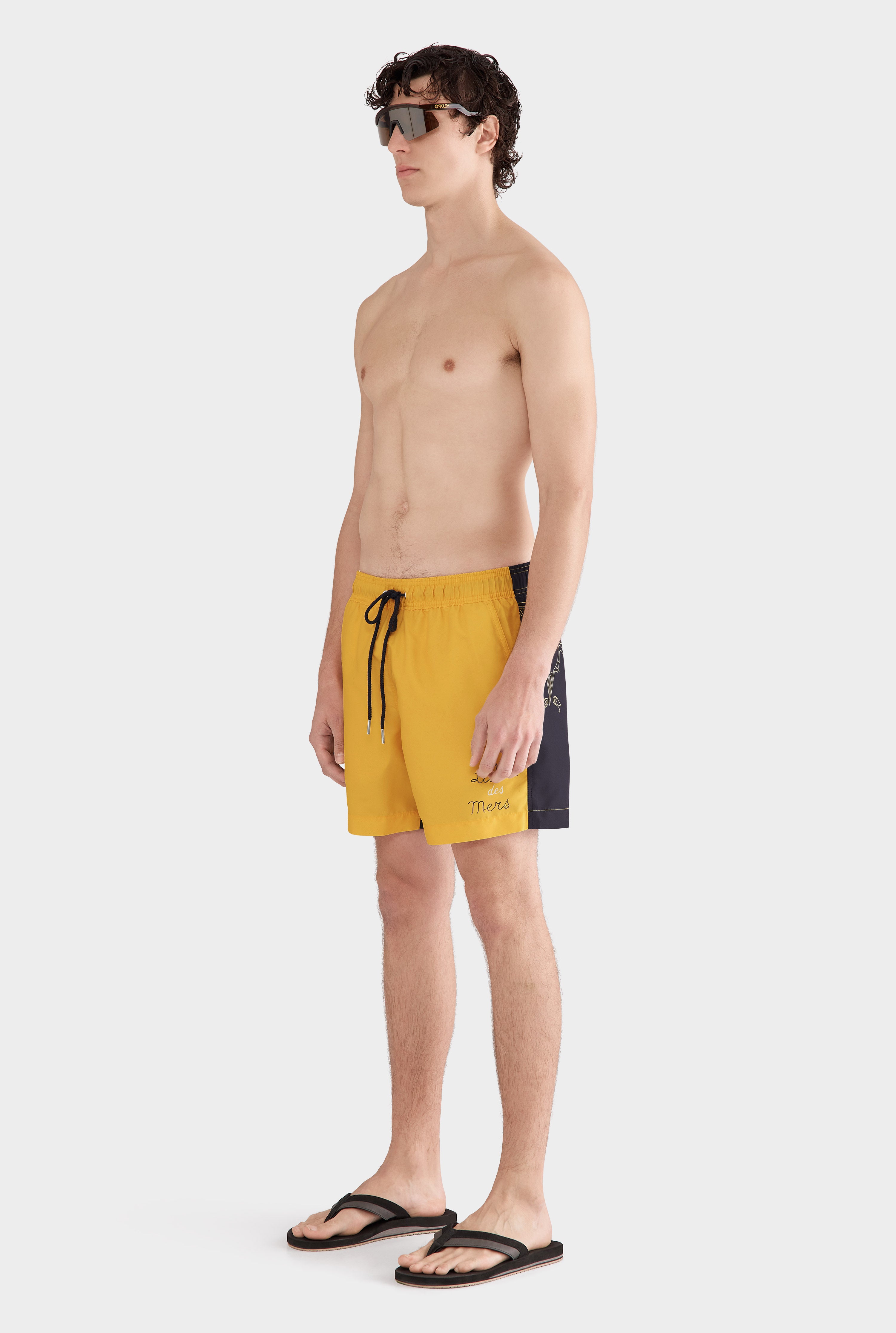 Printed Swim Short - Ink/Amber Yellow Soleil Et Mer Scene