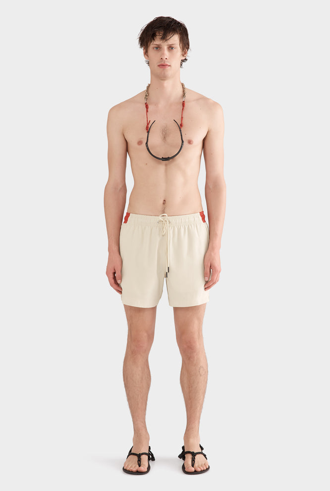 Solid Stretch Swim Short -  Amber Yellow/Cream