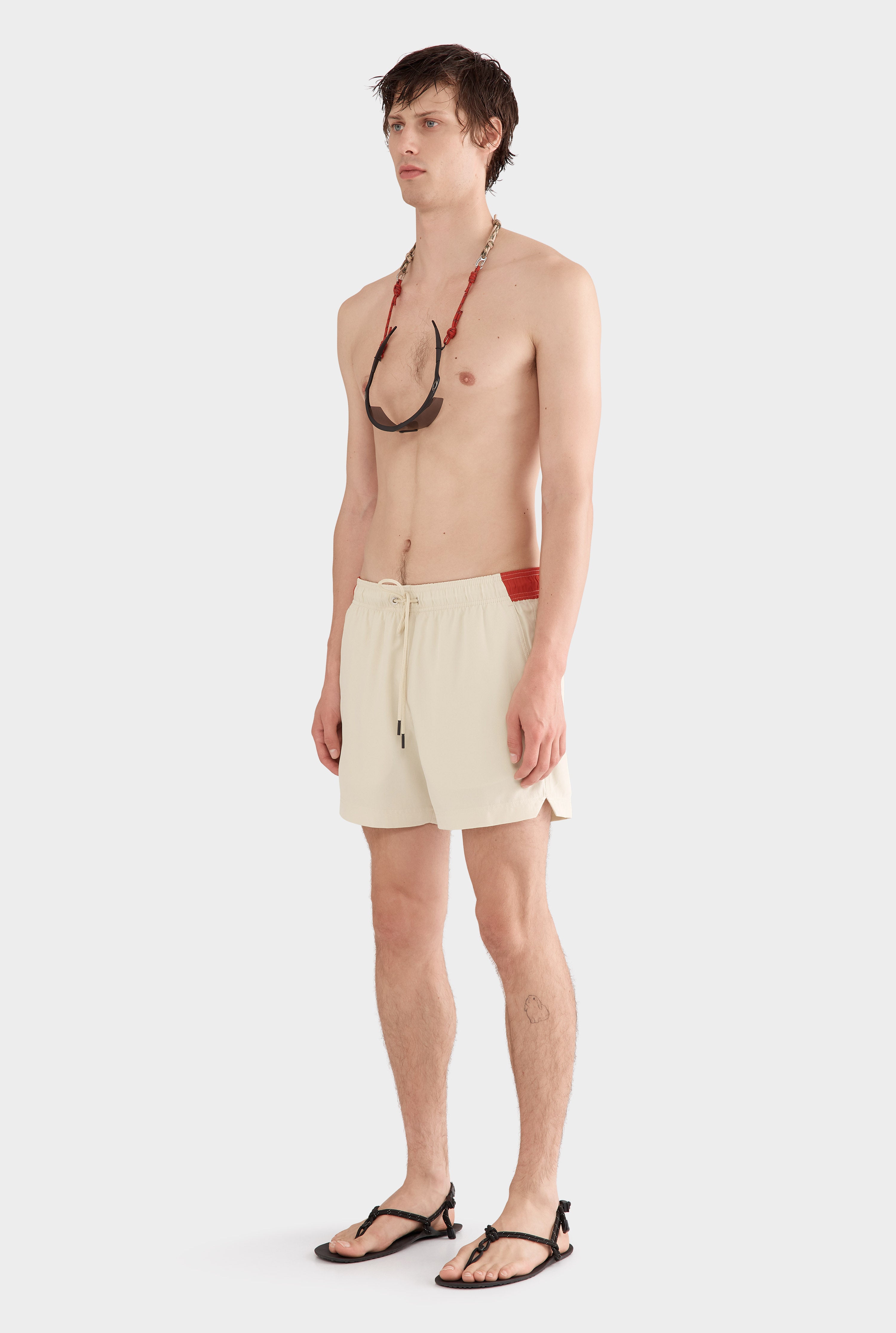 Solid Stretch Swim Short - Green Haze/Red