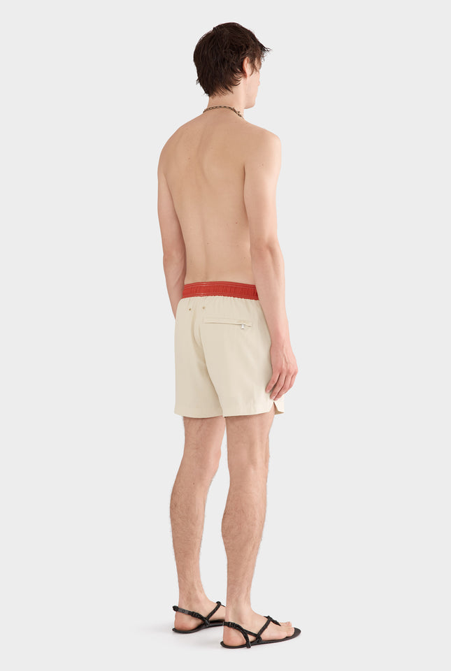 Solid Stretch Swim Short - Green Haze/Red