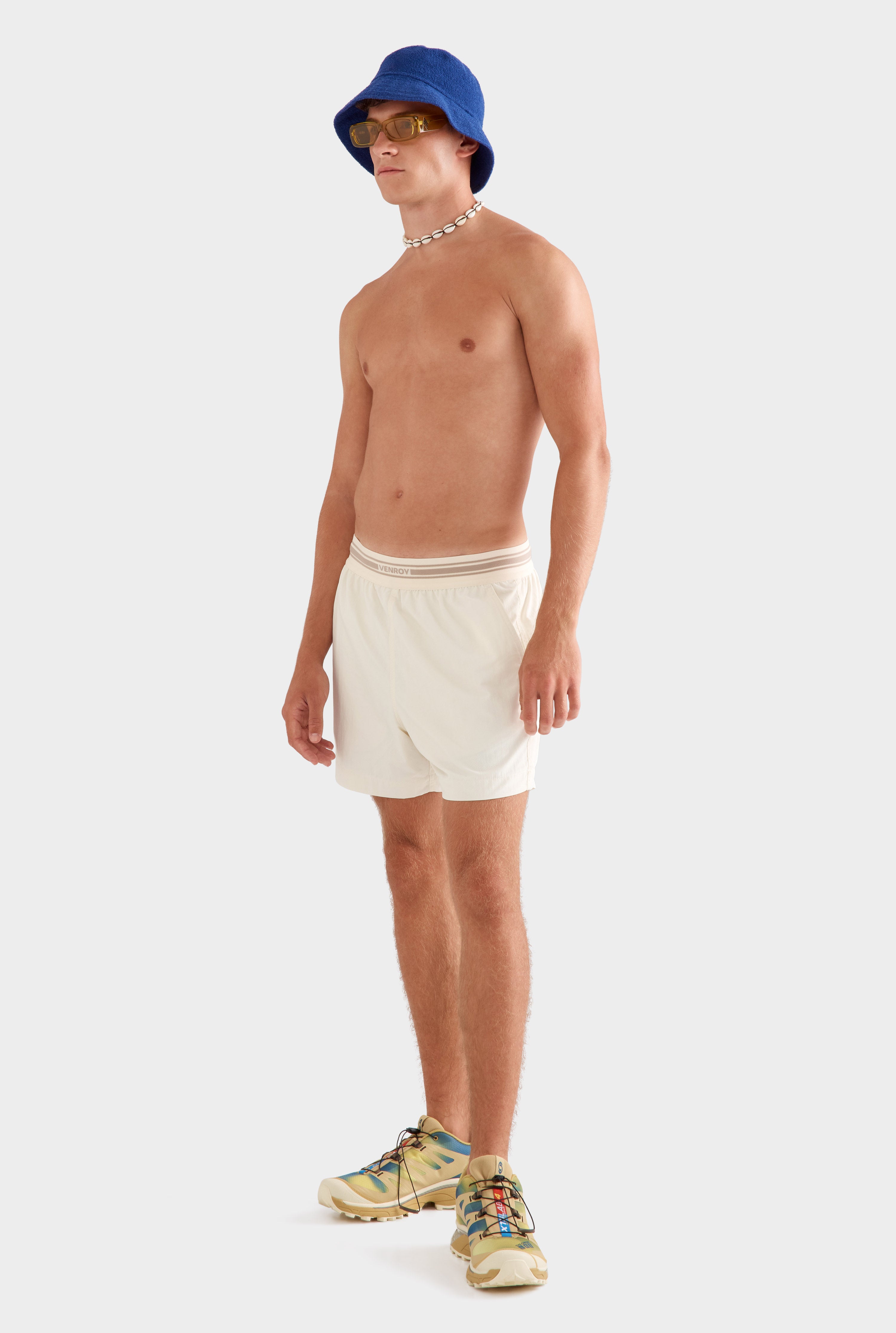 Exposed Elastic Swim Short -  Cream