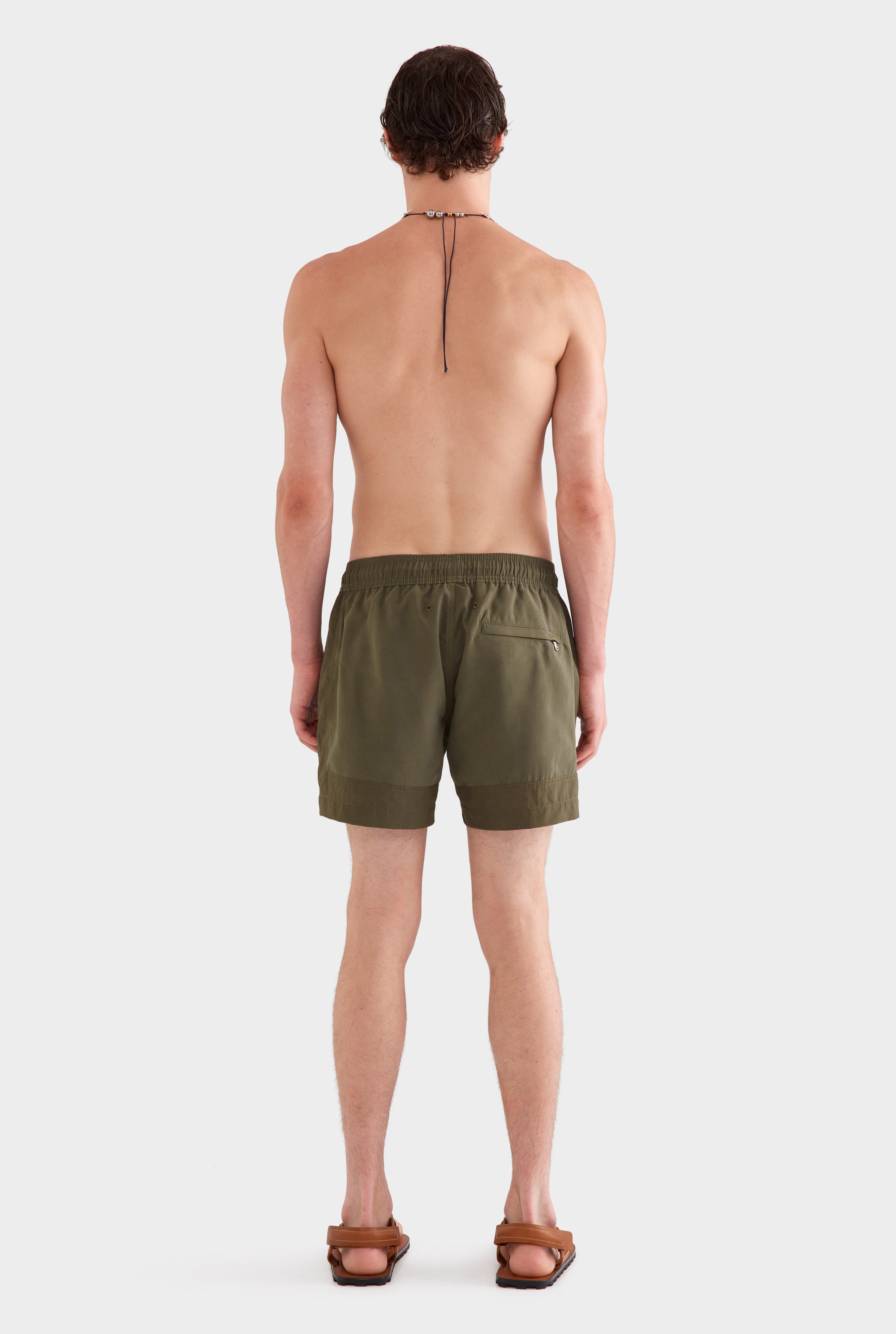 Panelled Border Swim Short -  Deep Olive