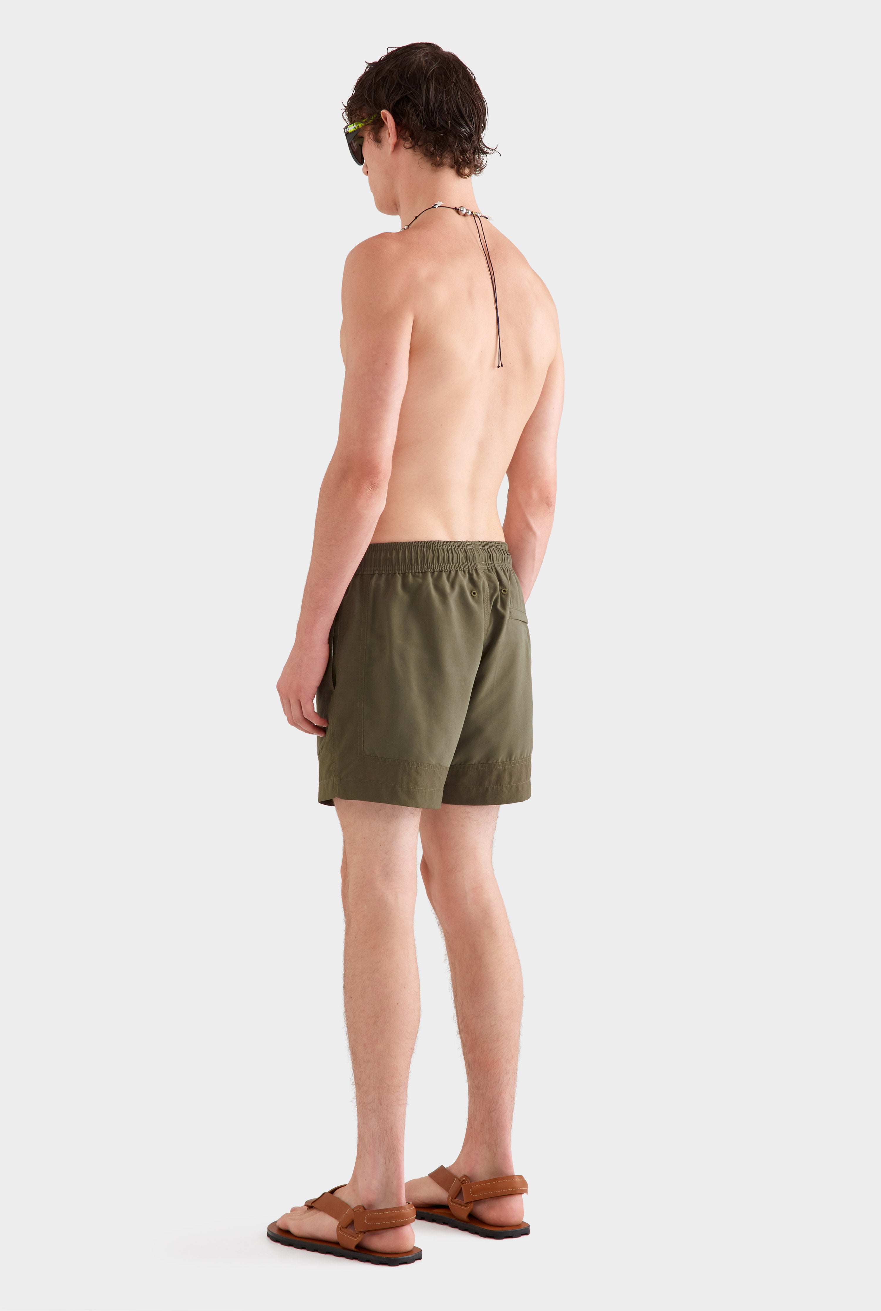 Panelled Border Swim Short -  Deep Olive