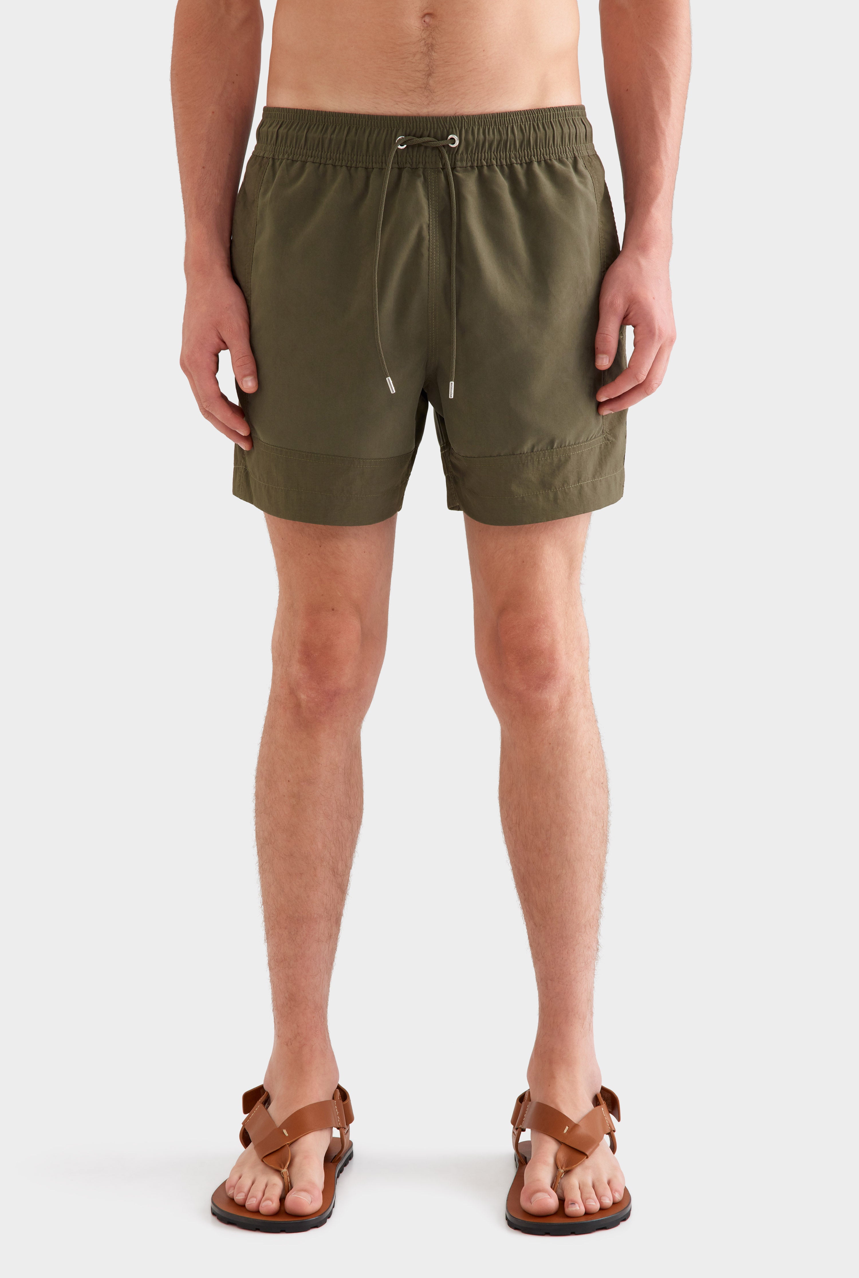 Panelled Border Swim Short -  Deep Olive