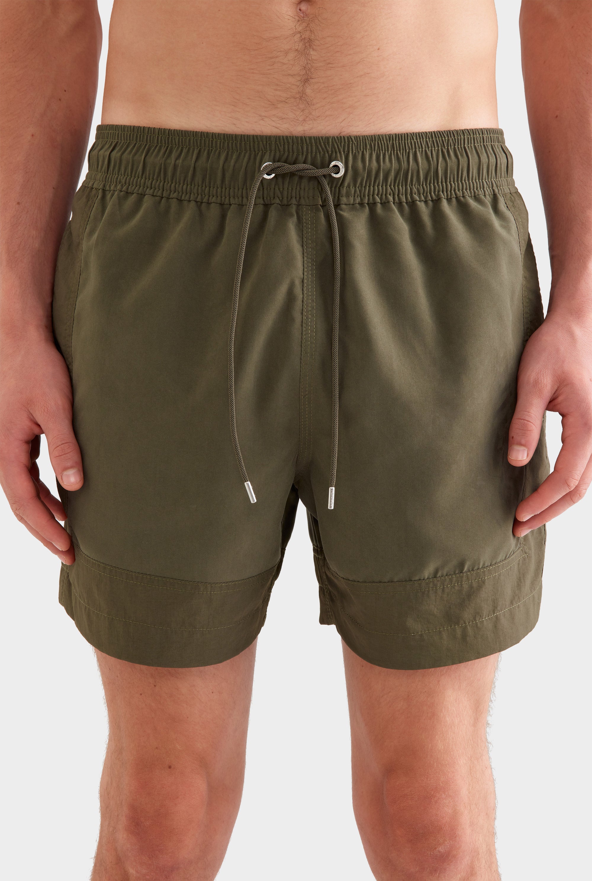 Panelled Border Swim Short -  Deep Olive