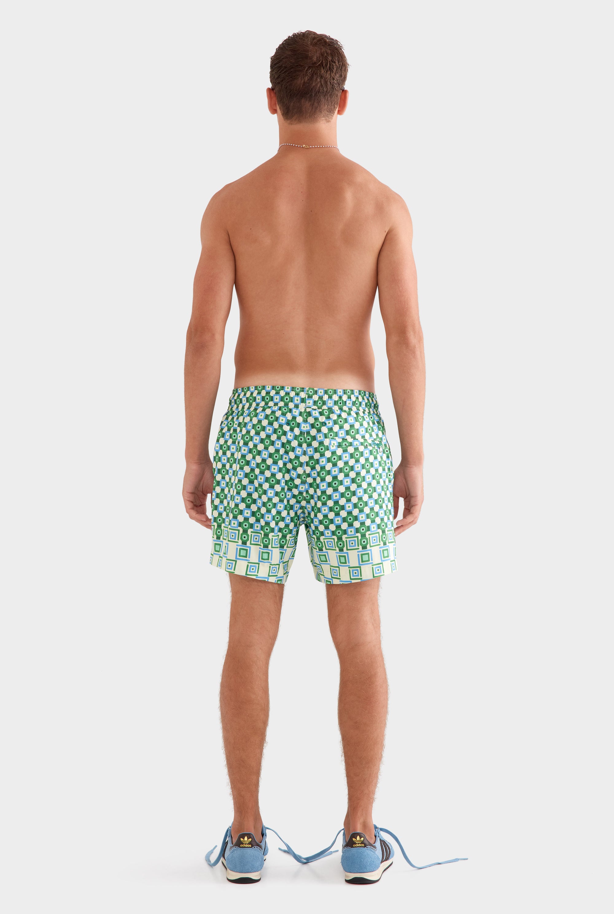 Printed Swim Short -  Blue/Green Geo