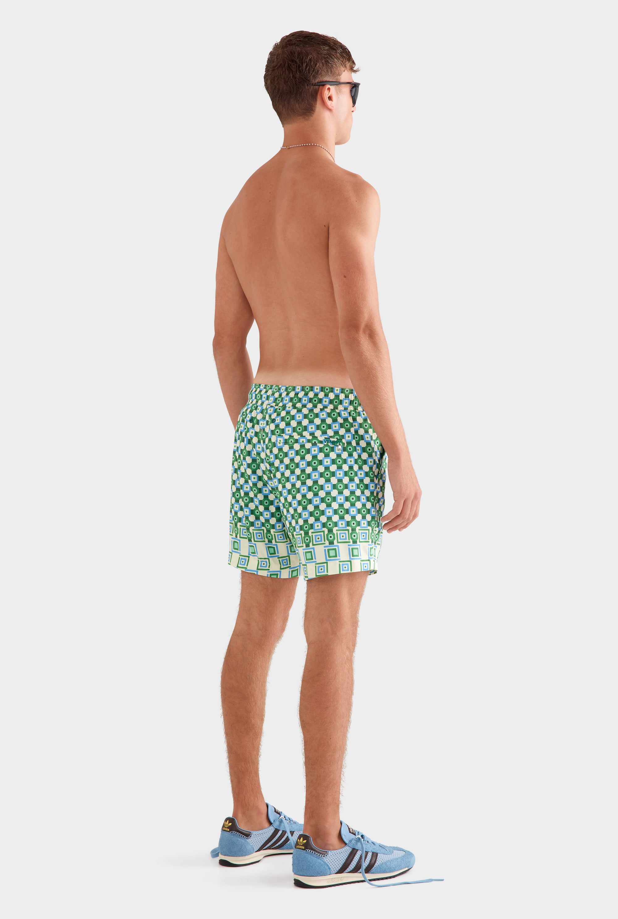 Printed Swim Short -  Blue/Green Geo