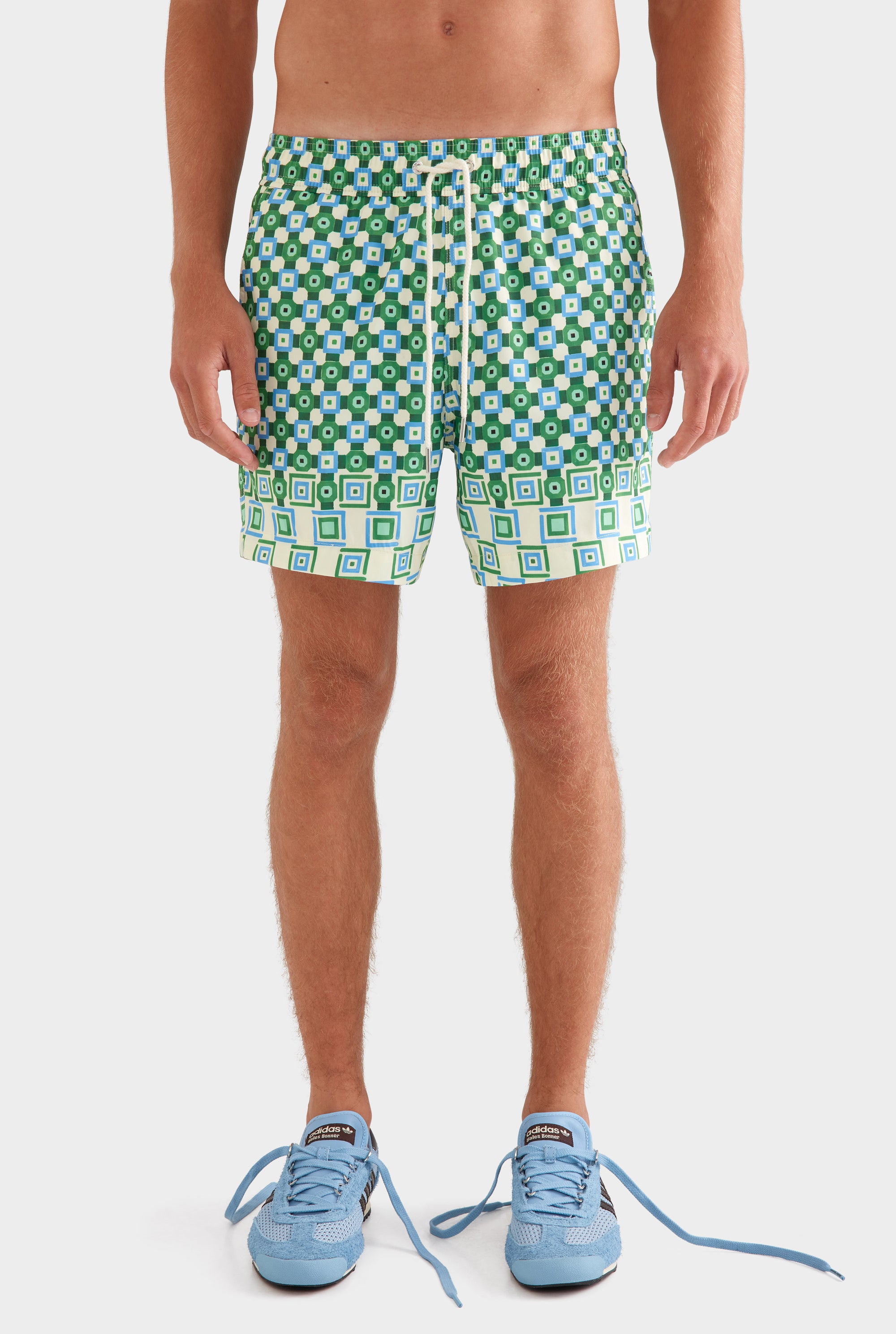 Printed Swim Short -  Blue/Green Geo