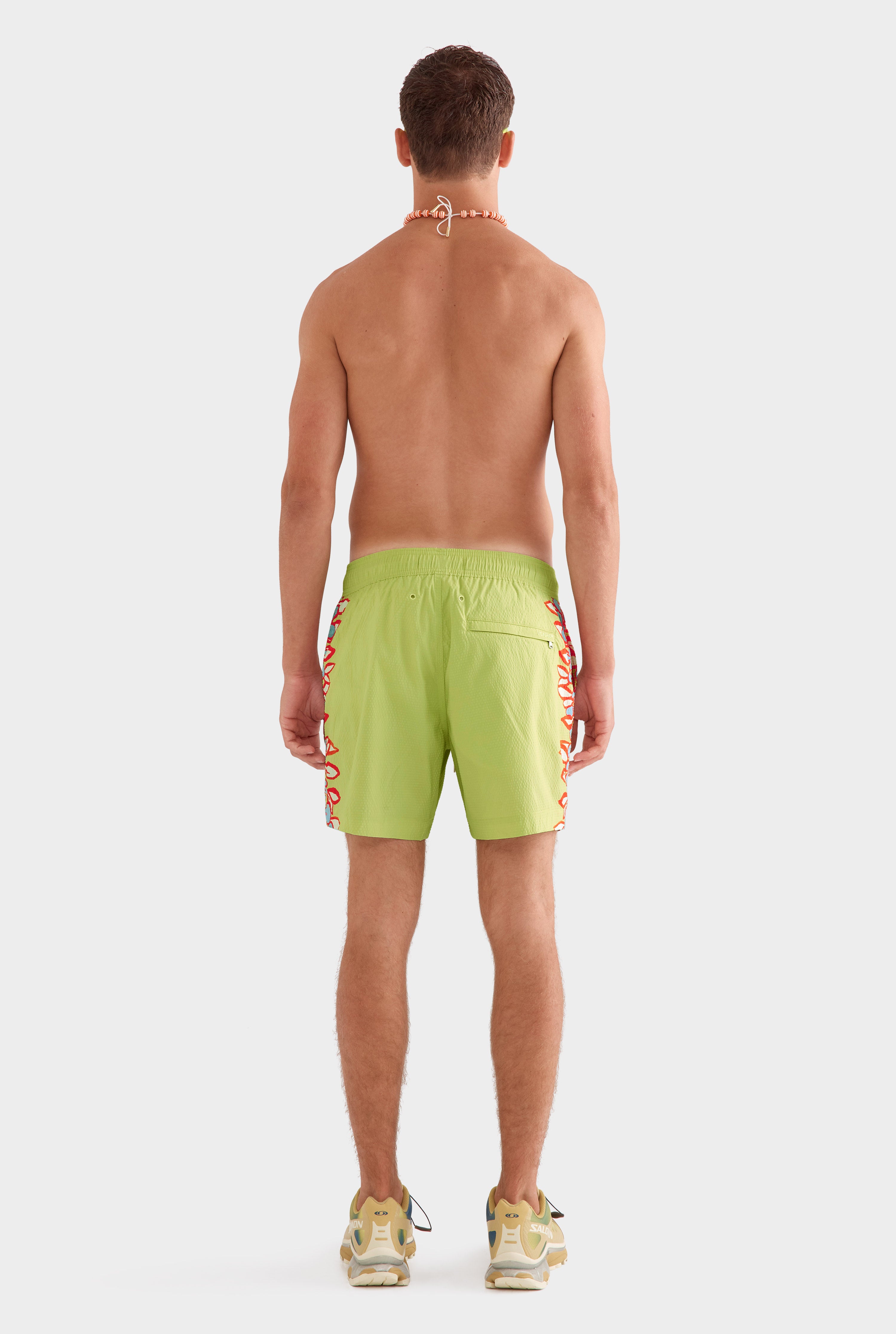 Printed Swim Short -  Lime Green/Rio Red Floral