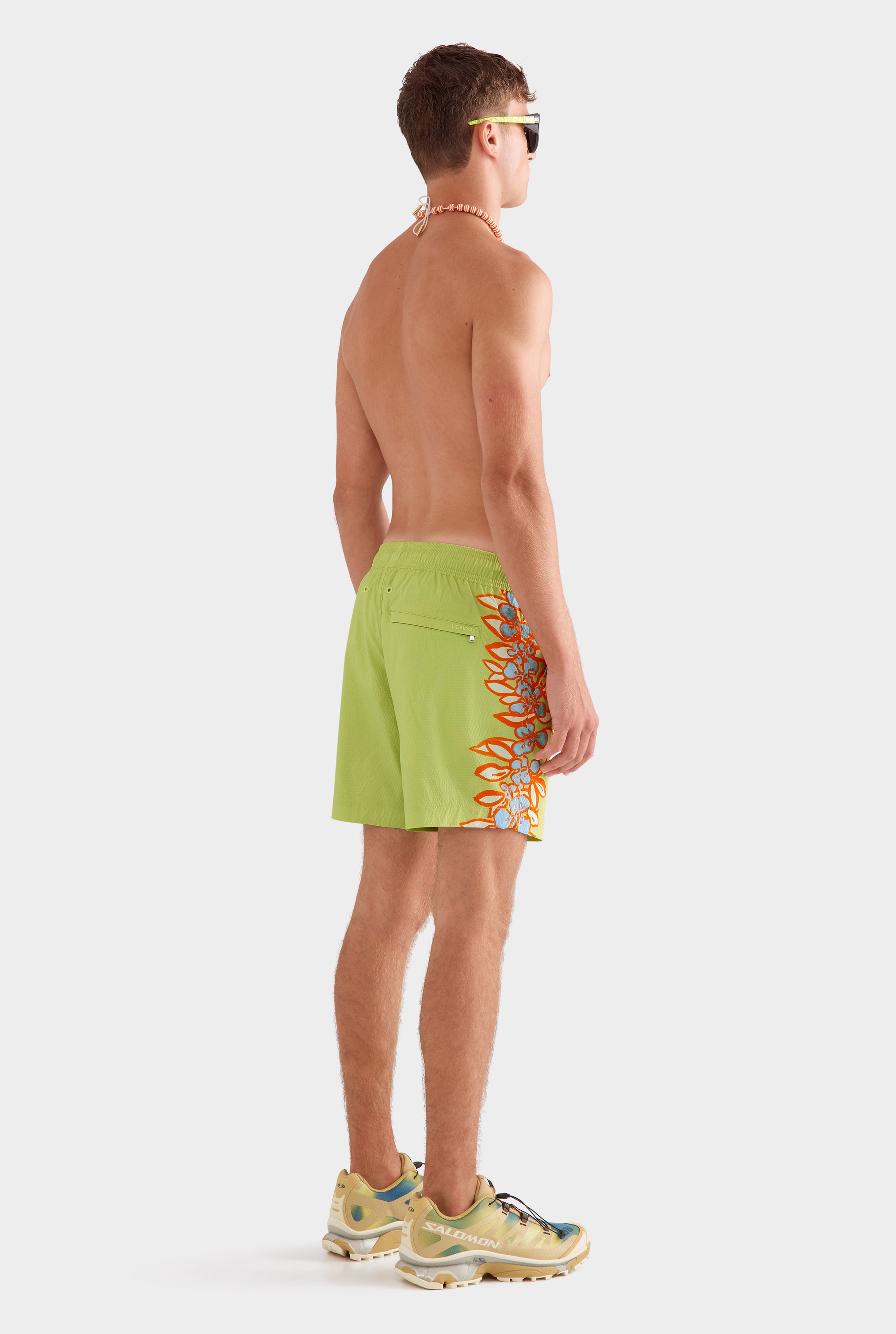 Printed Swim Short -  Lime Green/Rio Red Floral