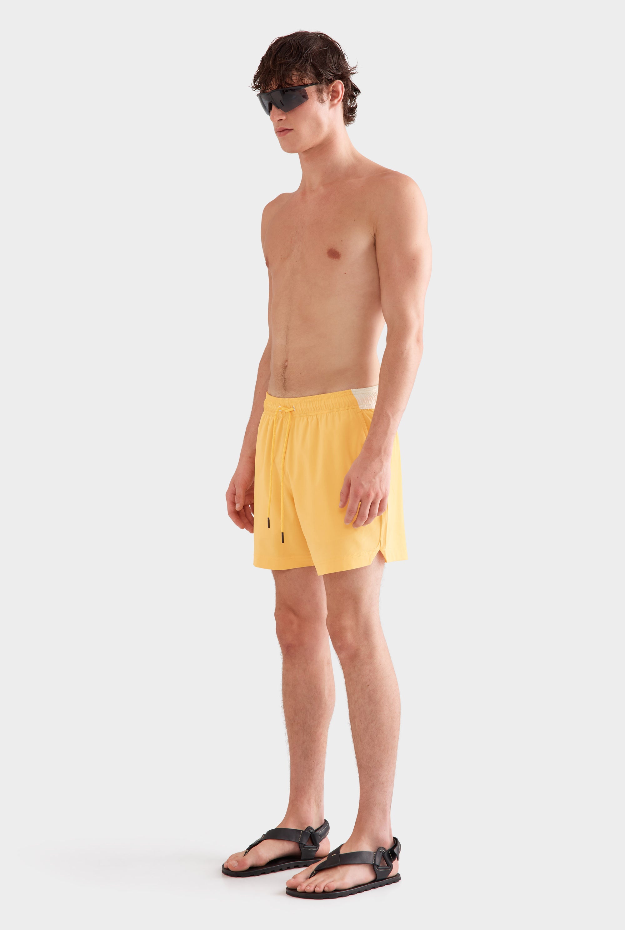 Solid Stretch Swim Short -  Amber Yellow/Cream