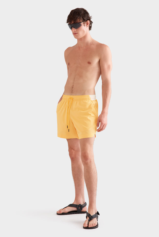 Solid Stretch Swim Short -  Amber Yellow/Cream