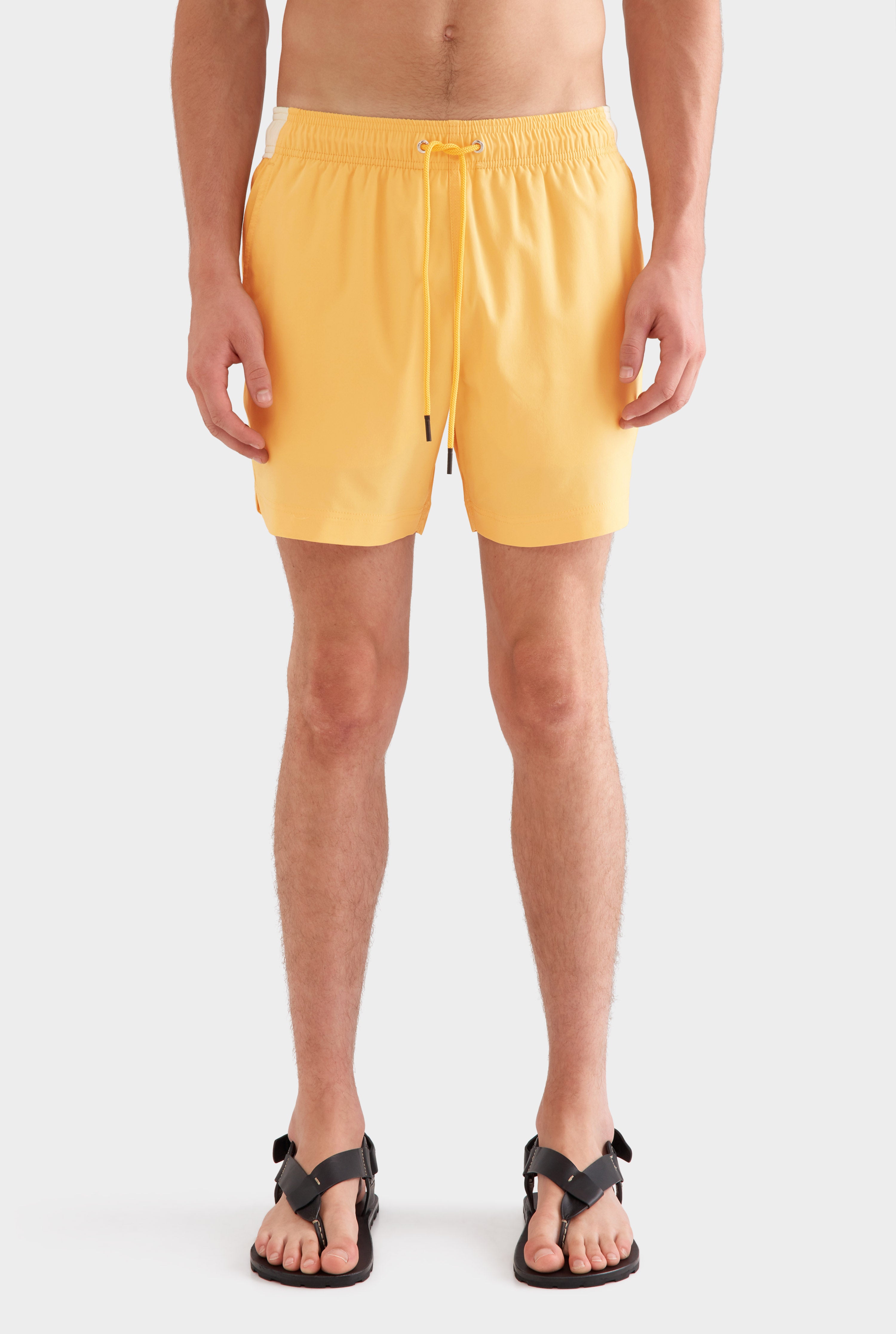 Solid Stretch Swim Short -  Amber Yellow/Cream