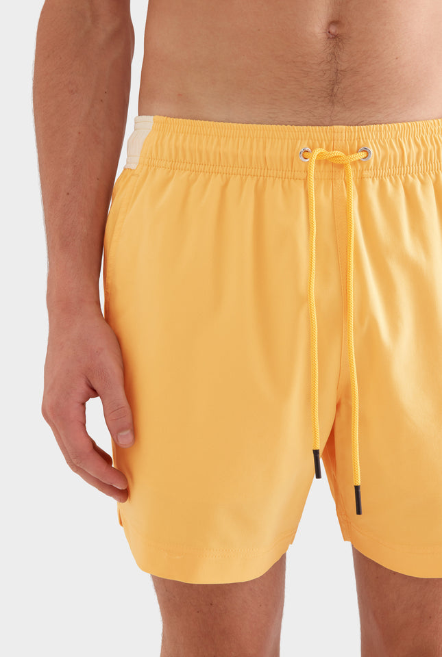 Solid Stretch Swim Short -  Amber Yellow/Cream