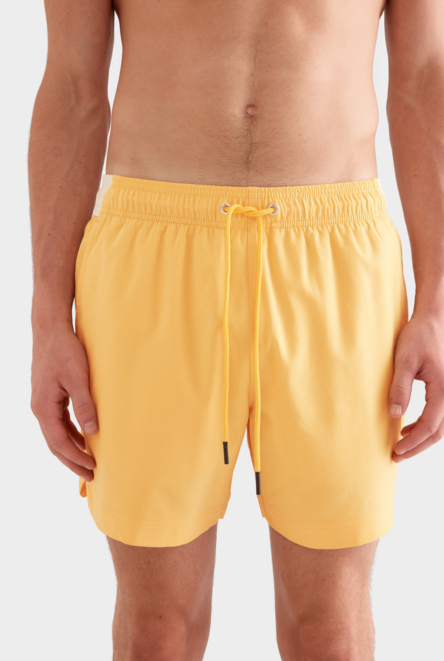 Solid Stretch Swim Short -  Amber Yellow/Cream