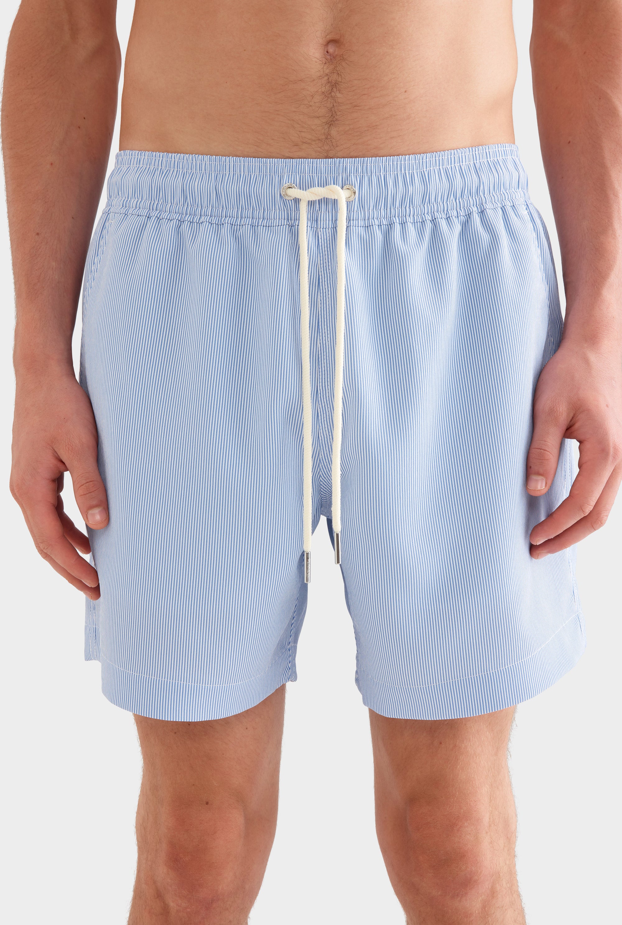 Striped Swim Short -  Light Blue/White Stripe