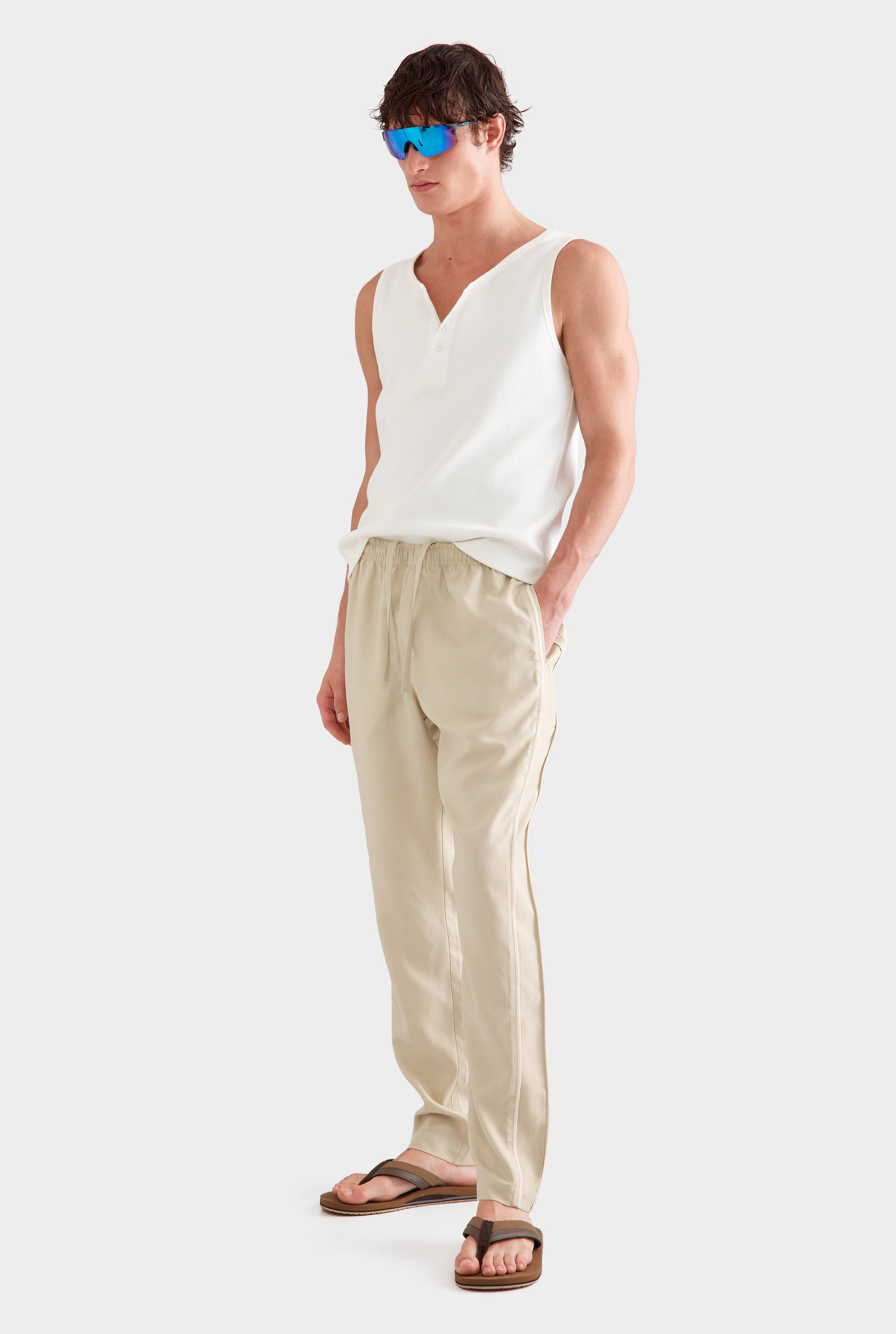 Tencel Lounge Chino -  Pistachio Shell/Natural Tape