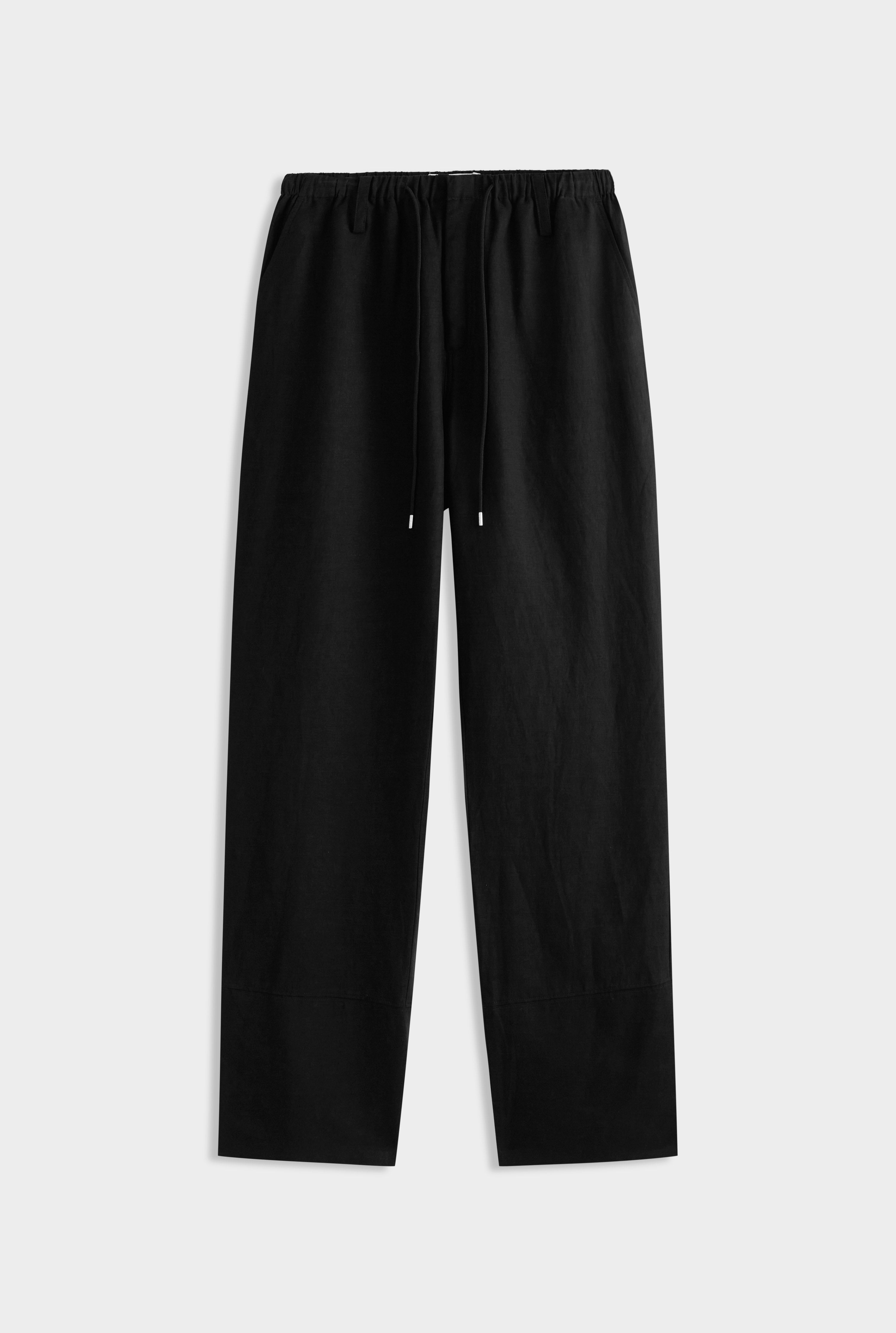 Silk Linen Relaxed Trouser - Black