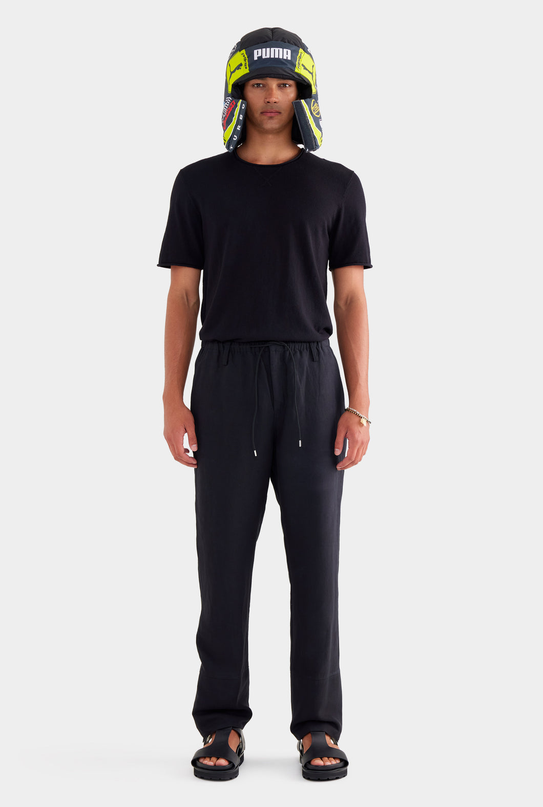 Silk Linen Relaxed Trouser - Black