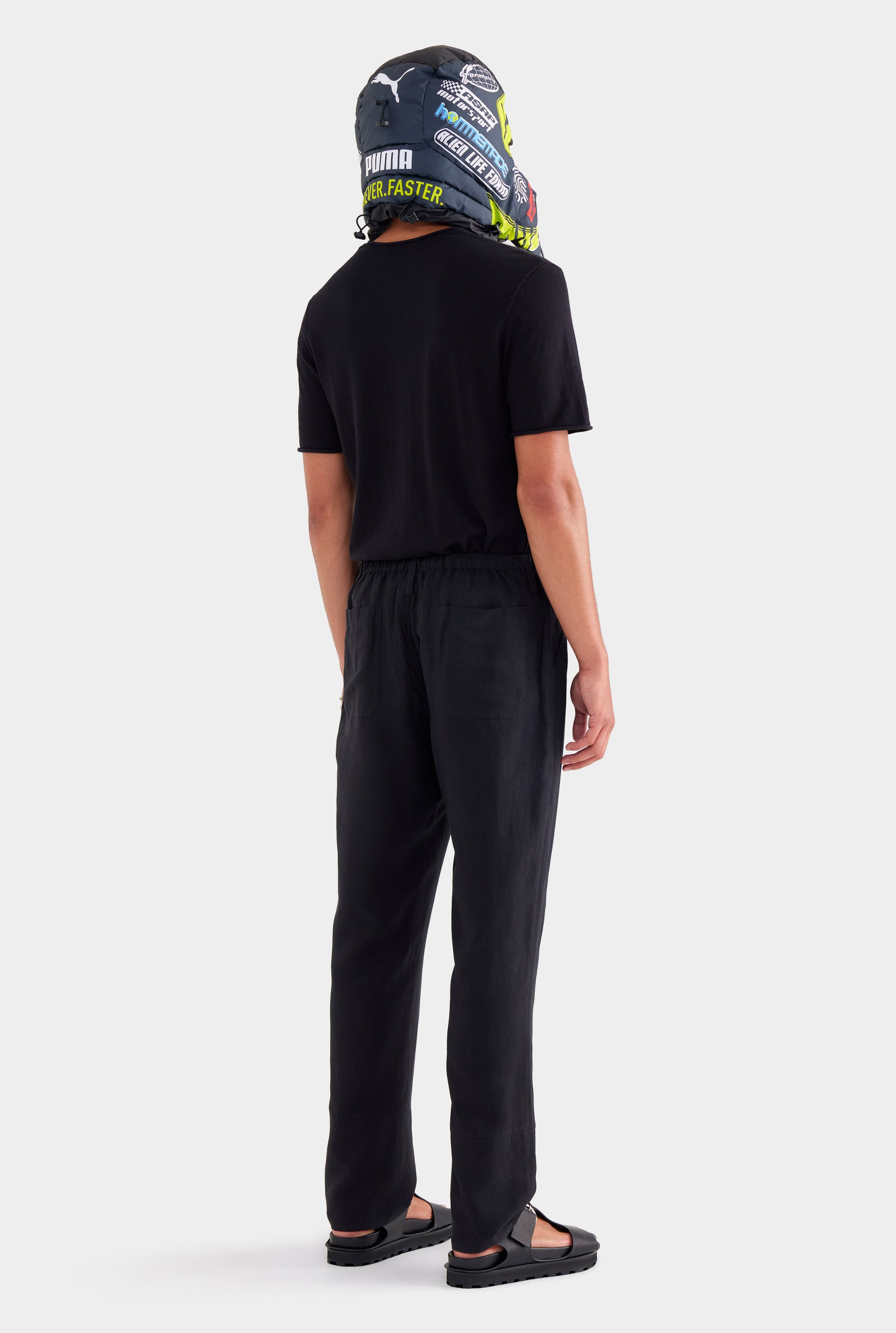 Silk Linen Relaxed Trouser - Black