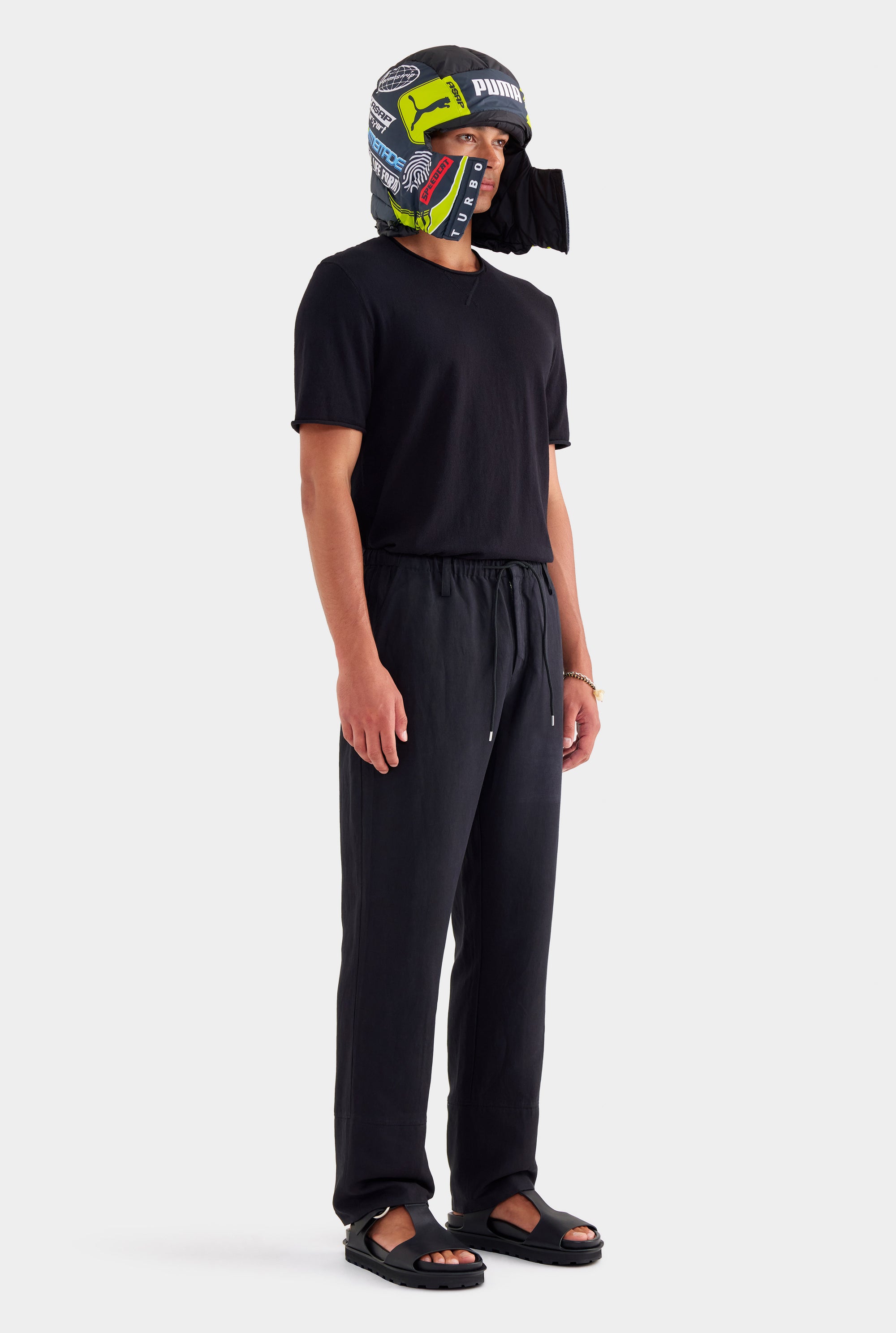 Silk Linen Relaxed Trouser - Black