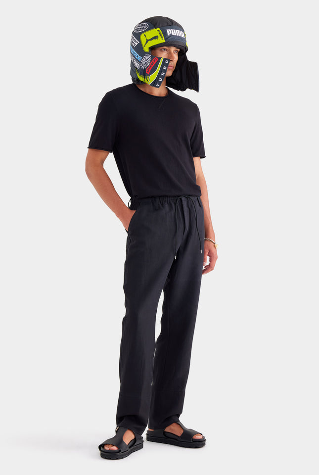 Silk Linen Relaxed Trouser - Black