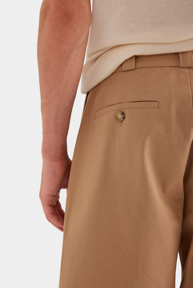 Straight Leg Cotton Canvas Pant - Tan
