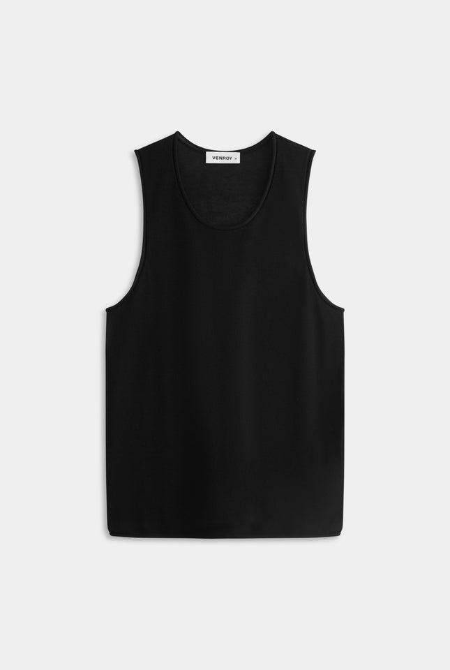 Tencel Rolled Edge Tank - Black