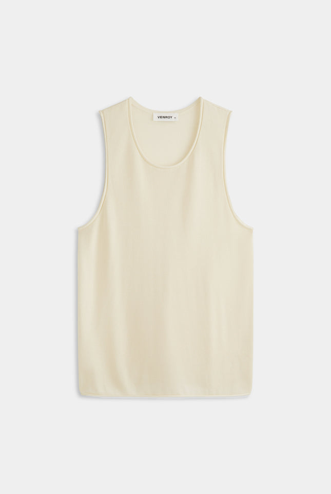 Tencel Rolled Edge Tank - Cream