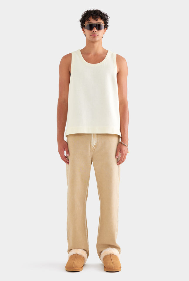 Textured Cotton Tank - Cream