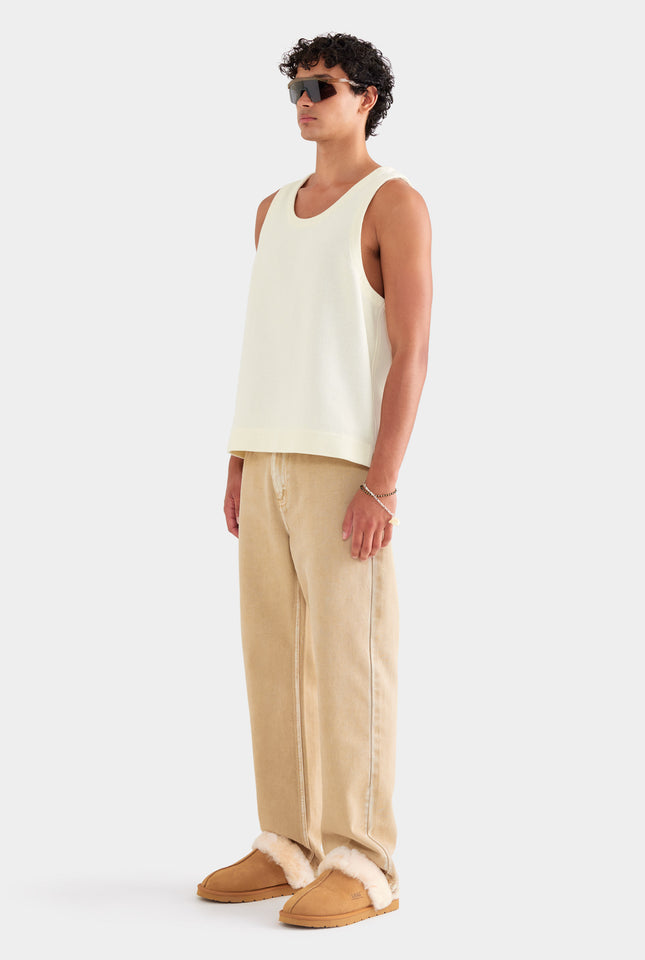 Textured Cotton Tank - Cream