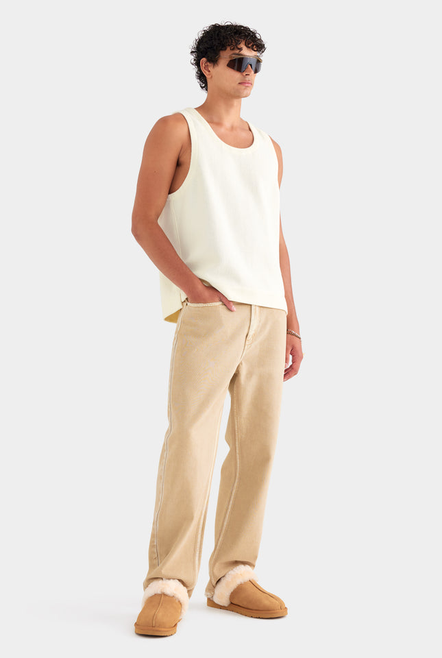Textured Cotton Tank - Cream
