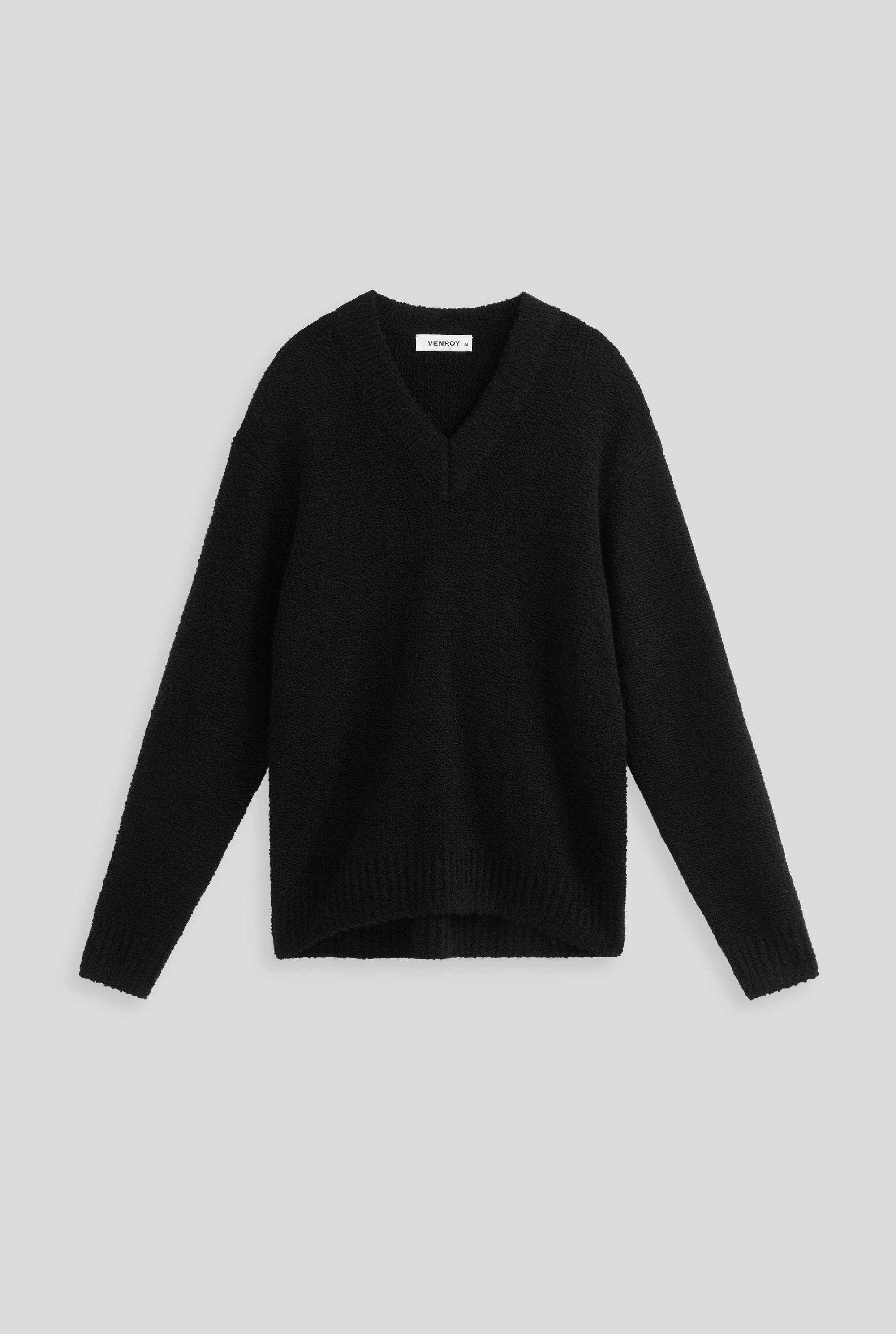 V Neck Wool Sweater - Black