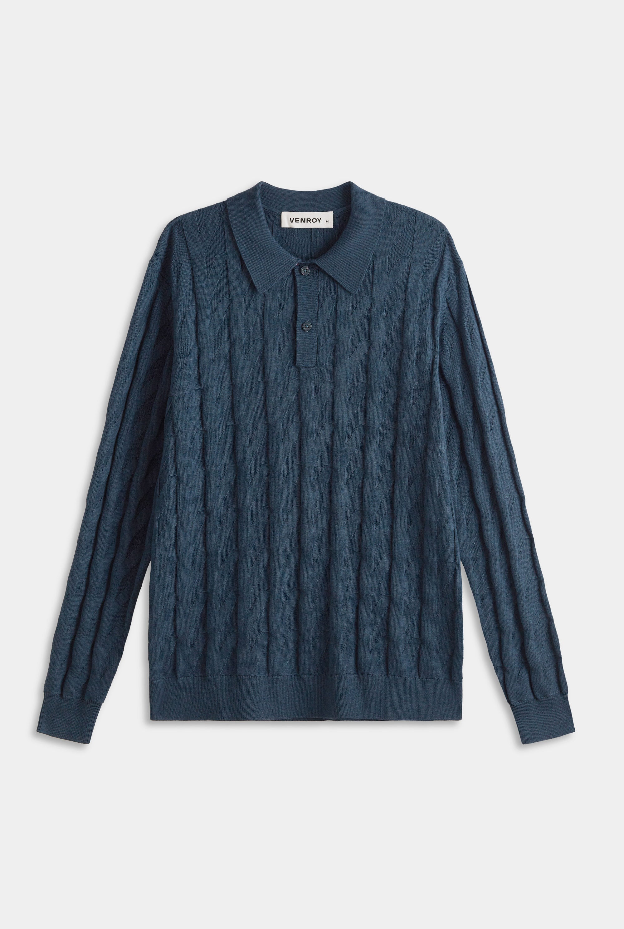 Wool Cotton Monogram Polo - Dark Slate Blue