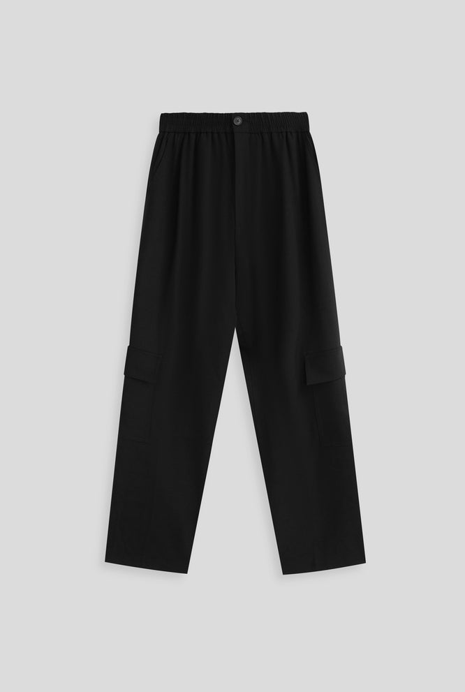 Wool Cargo Trousers - Black