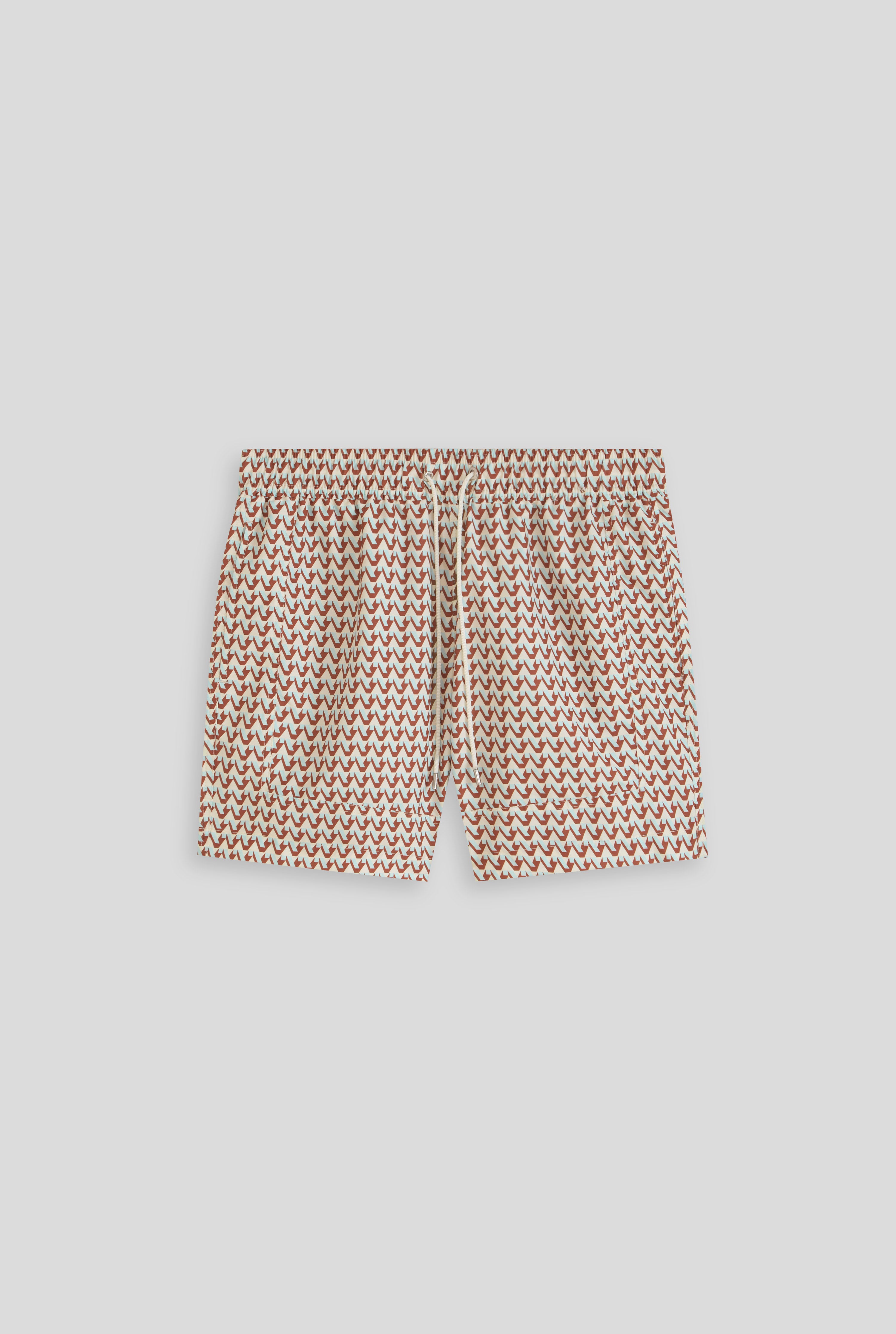 Printed Border Swim Short - Blue/Mahogany V Monogram